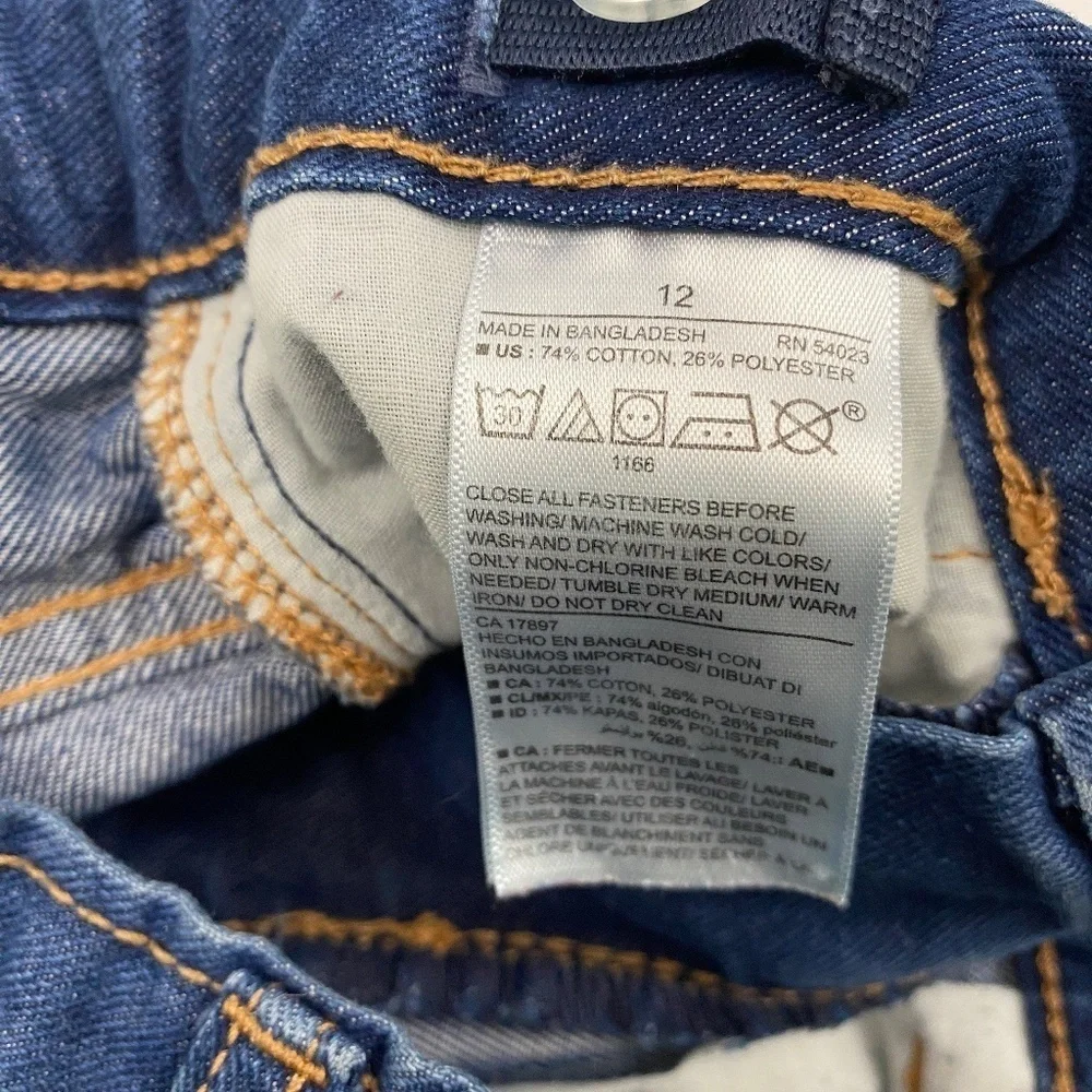 Old Navy Jeans Boys 12 Blue Adjustable Waist Straight‎ Leg Dark Wash Denim